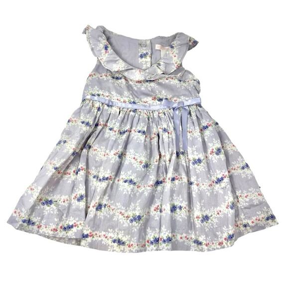Janie & Jack Floral Ruffle Dress Size 3-6 Months Lavender Print W/ Diaper Cover - Picture 1 of 9